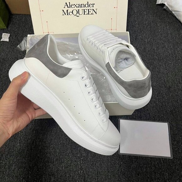 Alexander McQueen White & Grey Suede Shoes